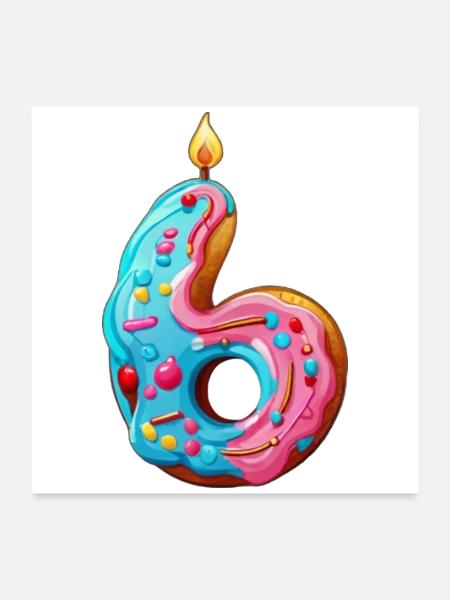 GÂTEAU NUMÉRO 6 SWEET 6E ANNIVERSAIRE - Poster 60 x 60 cm - blanc - Devant