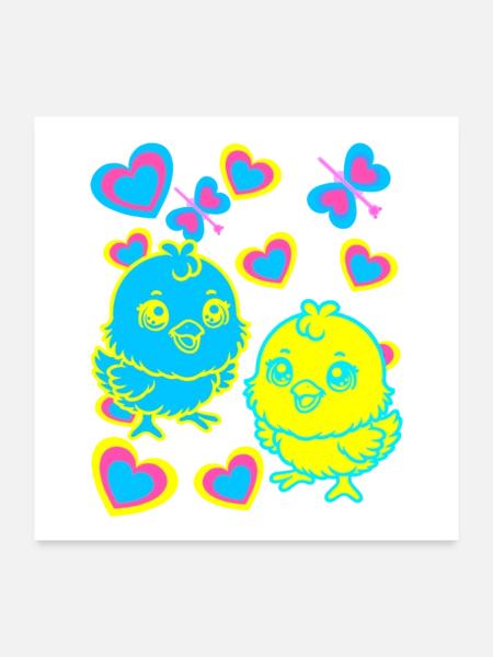Küken Ostern Kind Kinder - Poster 60x60 cm - Weiß - Vorne