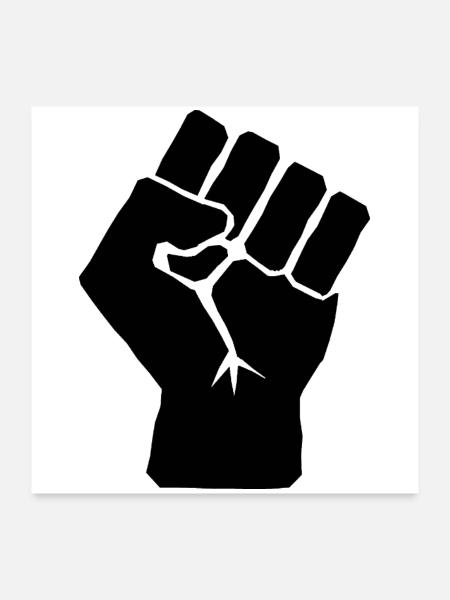 Erhobene Faust der Solidarität - Poster 60x60 cm - Weiß - Vorne