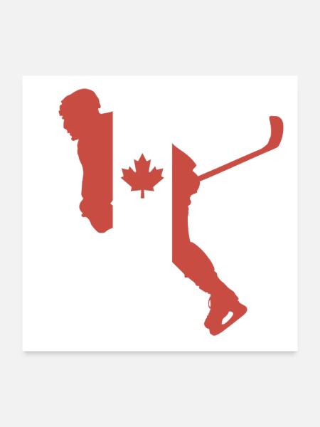 Hockeyspieler Kanada Flagge - Poster 60x60 cm - Weiß - Vorne