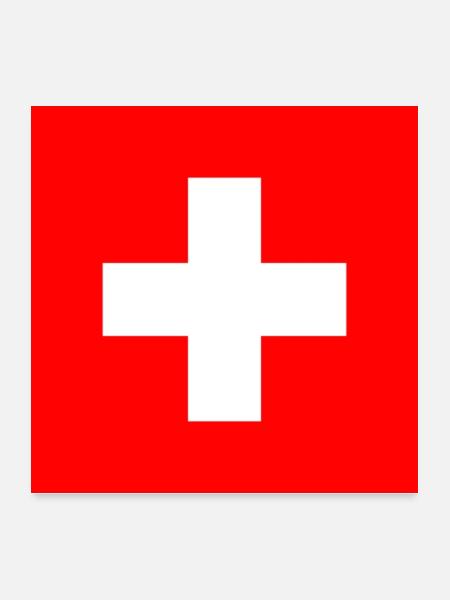 Schweiz - Poster 60x60 cm - Weiß