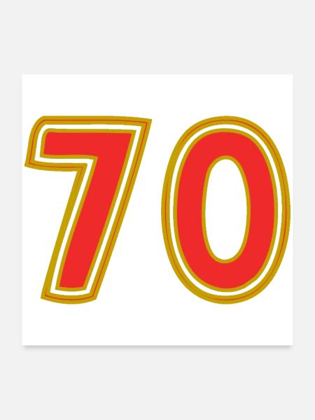 70. 70 JAHRE. 70-JÄHRIGES JUBILÄUM. 70-JÄHRIGES JUBILÄUM. - Poster 60x60 cm - Weiß - Vorne