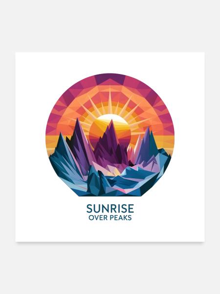 Sunrise Over Peaks - Poster 24" x 24" (60x60 cm) - white - Front