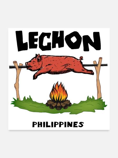 Lechon Philippines Cochon de lait Cebu Manille Cadeau - Poster 60 x 60 cm - blanc - Devant