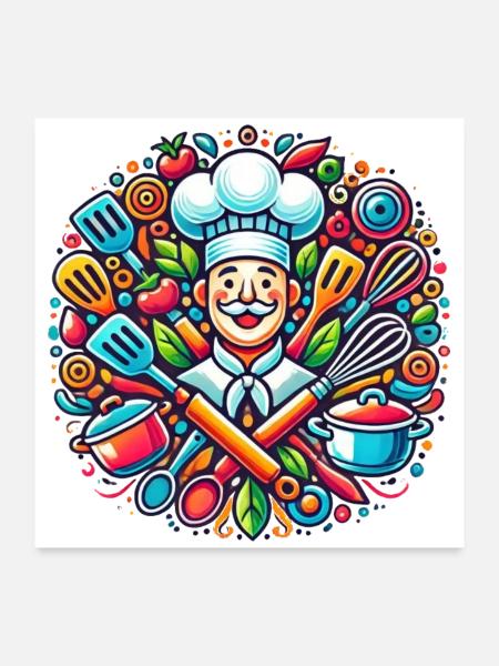 Chef Logo - Poster 24" x 24" (60x60 cm) - white - Front