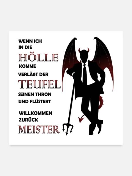 Teufel Satan Luzifer Hölle Halloween - Poster 60x60 cm - Weiß