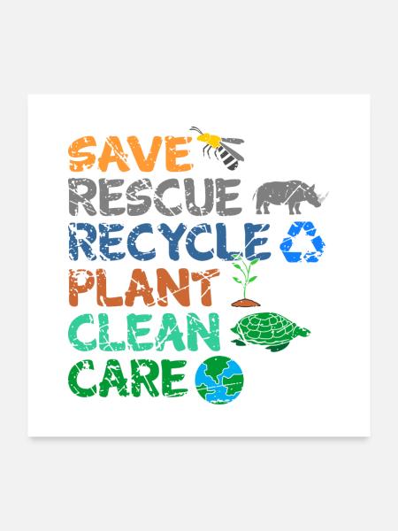 Umweltschützer Grüne Umweltschutz Spruch Öko - Poster 60x60 cm - Weiß