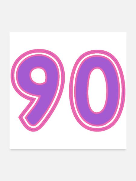 90. 90 JAHRE. 90-JÄHRIGES JUBILÄUM. 90-JÄHRIGES JUBILÄUM. - Poster 60x60 cm - Weiß - Vorne