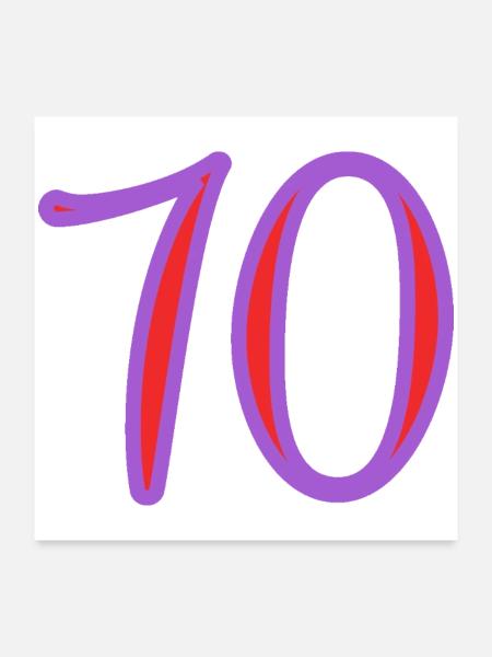 70. 70 JAHRE. 70-JÄHRIGES JUBILÄUM. 70-JÄHRIGES JUBILÄUM. - Poster 60x60 cm - Weiß - Vorne