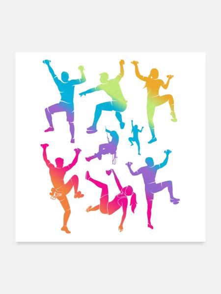 Klettern Berge Kletterer Kinder Mädchen Bouldern - Poster 60x60 cm - Weiß - Vorne