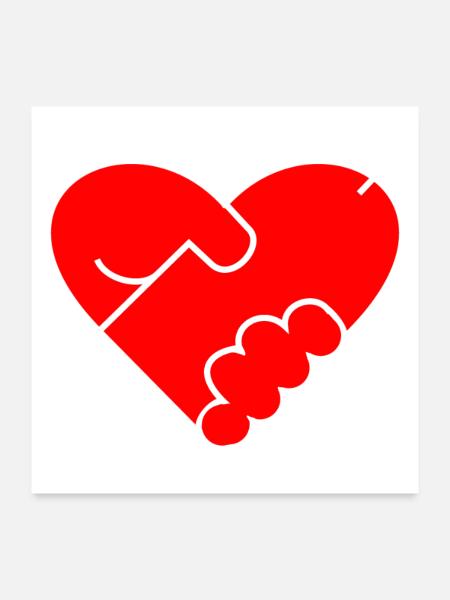 Heart Penis Gift Masturbate Valentine's Day - Poster 24" x 24" (60x60 cm) - white - Front