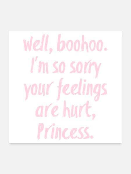 Pinkes Spruchdesign: Sorry Princess Supernatural - Poster 60x60 cm - Weiß