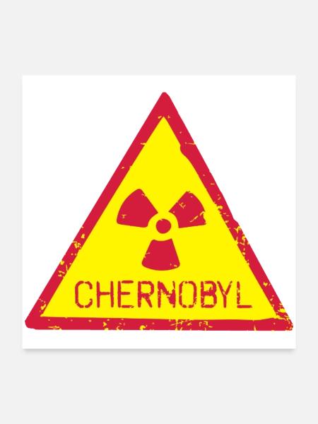 TSCHERNOBYL RADIATION WARNING ICON - Poster 60x60 cm - Weiß - Vorne