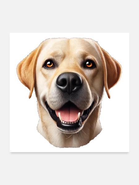 Grinsender Labrador - Poster 60x60 cm - Weiß - Vorne