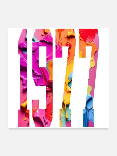 BUNT 49. GEBURTSTAG 1977 - Poster 60x60 cm - Weiß - Vorne