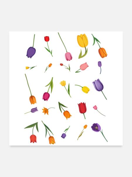 Fleur - Poster 60 x 60 cm - blanc - Devant