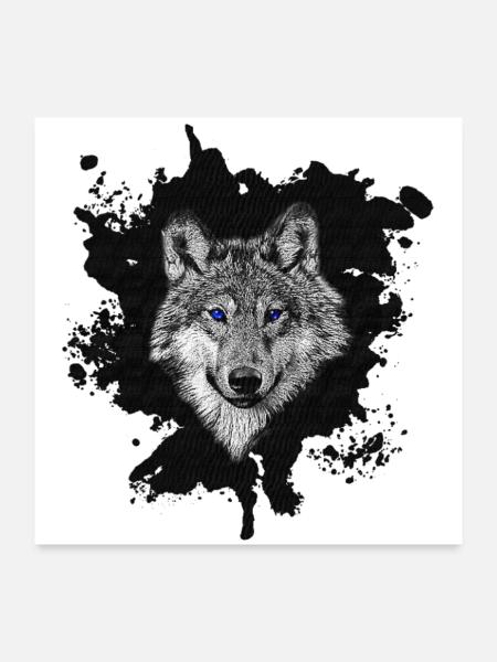 Blaue Augen - Poster 60x60 cm - Weiß
