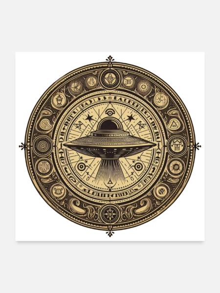 Logo OVNI pré-astronautique - Poster 60 x 60 cm - blanc - Devant