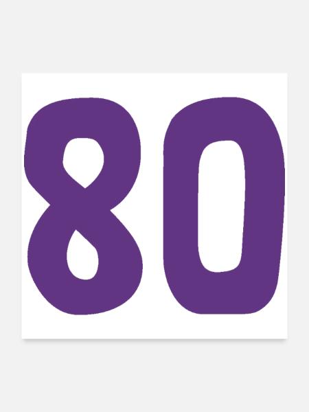80. 80 JAHRE. 80-JÄHRIGES JUBILÄUM. 80. GEBURTSTAG. - Poster 60x60 cm - Weiß - Vorne