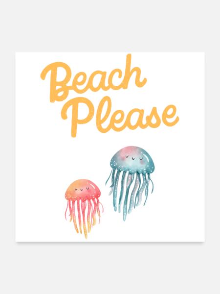 beach please Quallen - Poster 60x60 cm - Weiß - Vorne