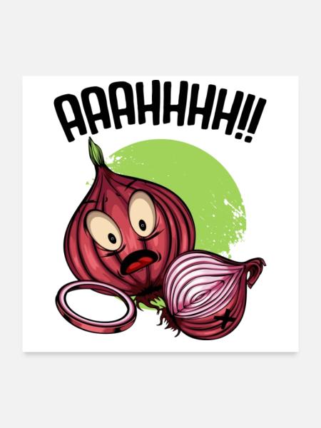 Onion chaos neon illustration - Poster 24" x 24" (60x60 cm) - white - Front