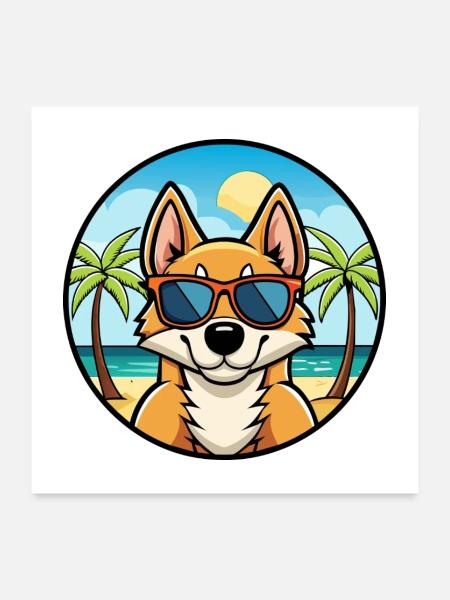 Chilenische Foxterrier Hunderasse Cartoon Sonnenbrille - Poster 60x60 cm - Weiß - Vorne