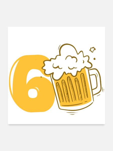 60 Ans Fan de Bière Cadeau Anniversaire Homme  - Poster 60 x 60 cm - blanc - Devant