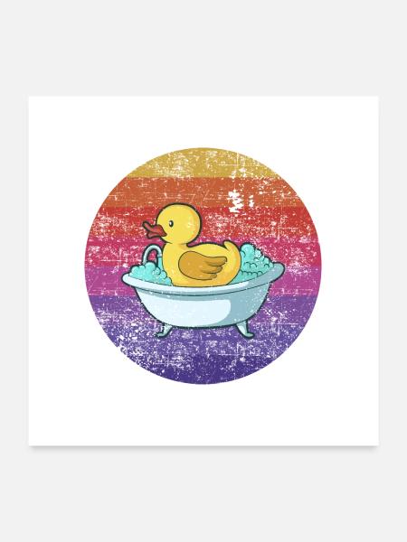 Badeente Badewanne Retro - Poster 60x60 cm - Weiß - Vorne