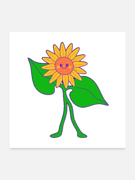 sonnenblume - Poster 60x60 cm - Weiß - Vorne