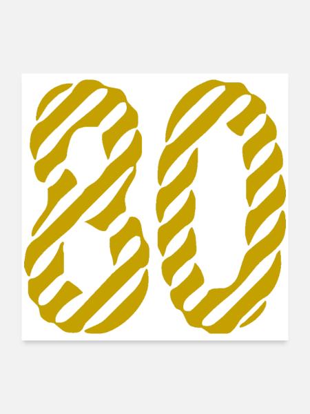 80. 80 JAHRE. 80-JÄHRIGES JUBILÄUM. 80. GEBURTSTAG. - Poster 60x60 cm - Weiß - Vorne