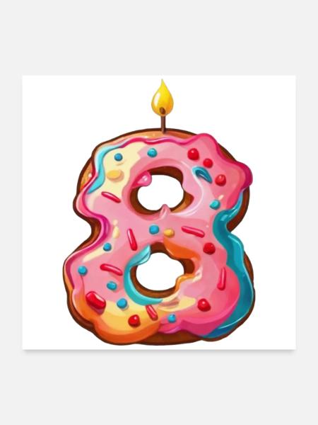 GÂTEAU NUMÉRO 8 SWEET 8E ANNIVERSAIRE - Poster 60 x 60 cm - blanc - Devant