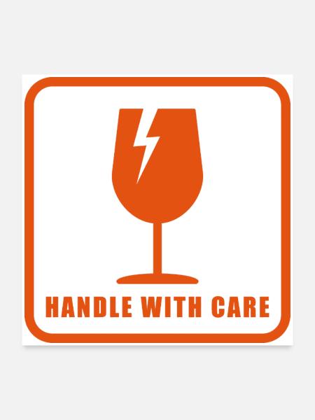 Fragile Handle with Care Versandetikett - Poster 60x60 cm - Weiß - Vorne