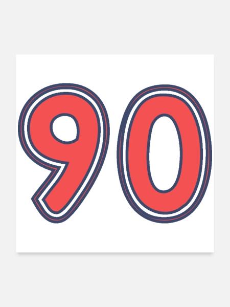 90. 90 JAHRE. 90-JÄHRIGES JUBILÄUM. 90-JÄHRIGES JUBILÄUM. - Poster 60x60 cm - Weiß - Vorne