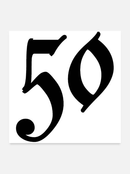 50. 50 ANS. 50e ANNIVERSAIRE. ANNIVERSAIRE 50 ANS. - Poster 60 x 60 cm - blanc - Devant
