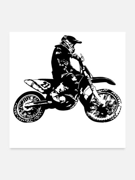 mx motorradfahrer - Poster 60x60 cm - Weiß - Vorne