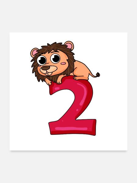2 Geburtstag Löwe - 2 Jahre alt Geschenk - Poster 60x60 cm - Weiß - Vorne