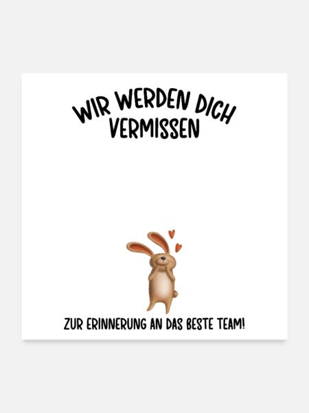 Wir werden dich Vermissen beste Team Abschied - Poster 60x60 cm - Weiß - Vorne