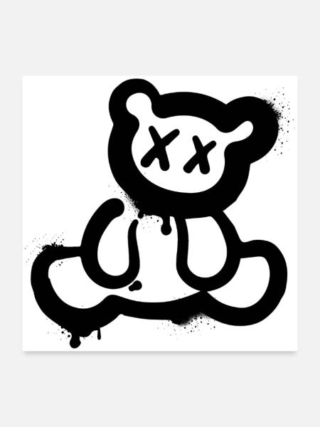 Grafitti Teddy Bear - Poster 24" x 24" (60x60 cm) - white - Front