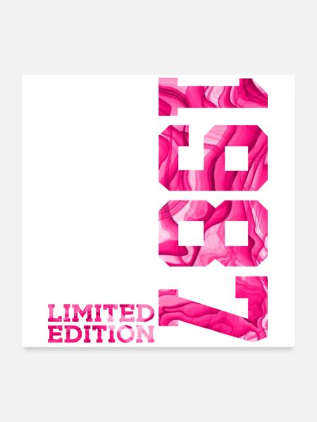 39. GEBURTSTAG PINK LIMITED EDITION 1987 - Poster 60x60 cm - Weiß - Vorne