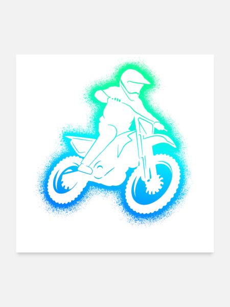 Dirt Bike Motorrad Dirtbike Jungen Motocross - Poster 60x60 cm - Weiß - Vorne