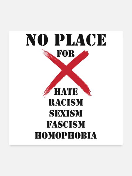 Kein Platz für Rassismus - Poster 60x60 cm - Weiß - Vorne