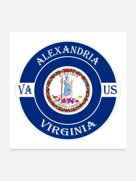 Alexandria Virginia Flagge USA Reise Souvenir Abzeichen - Poster 60x60 cm - Weiß - Vorne