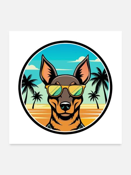 Manchester Terrier Hunderasse Cartoon Sonnenbrille - Poster 60x60 cm - Weiß - Vorne