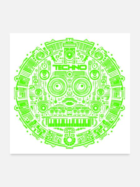 Techno Music Logo - Poster 24" x 24" (60x60 cm) - white - Front