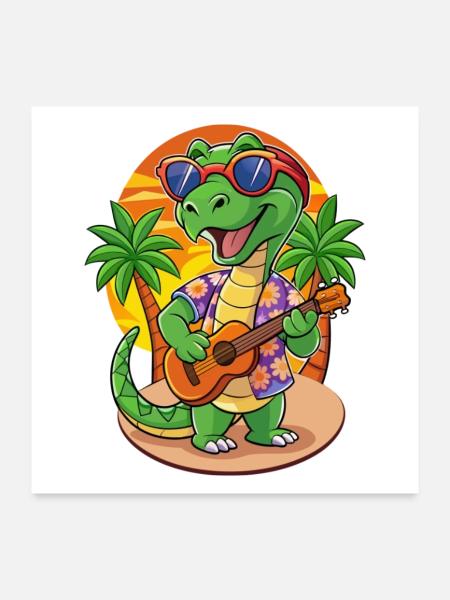 Lustige Schlange Sommer Strand Sonnenbrille Hawaiianisch - Poster 60x60 cm - Weiß - Vorne