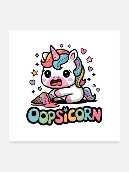 Oopsicorn - Poster 24" x 24" (60x60 cm) - white - Front