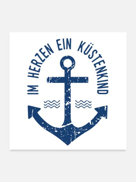 Im Herzen ein Küstenkind - Poster 60x60 cm - Weiß - Vorne