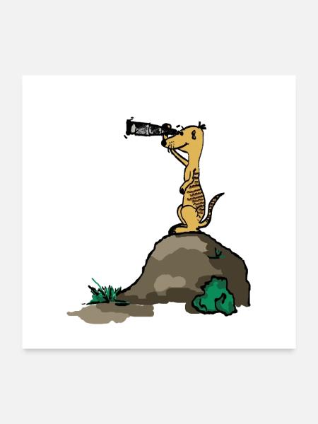 erdmaennchen comic - Poster 60x60 cm - Weiß