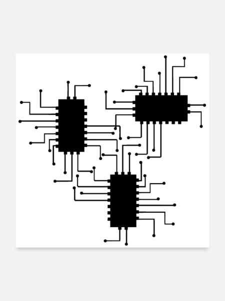 electrician electrical electronics occupation voltage CPU - Poster 24" x 24" (60x60 cm) - white - Front