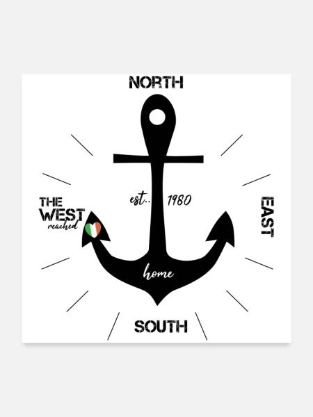 Anker Irland irisch - Poster 60x60 cm - Weiß - Vorne